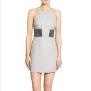 Storee gray mesh insert halterneck dress